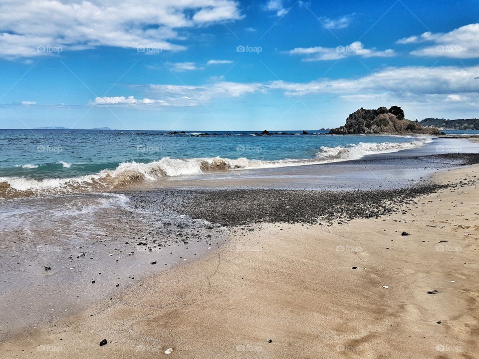 Ocean Beach Bay Cove Summer Water Weather Waves Rocks and Shells