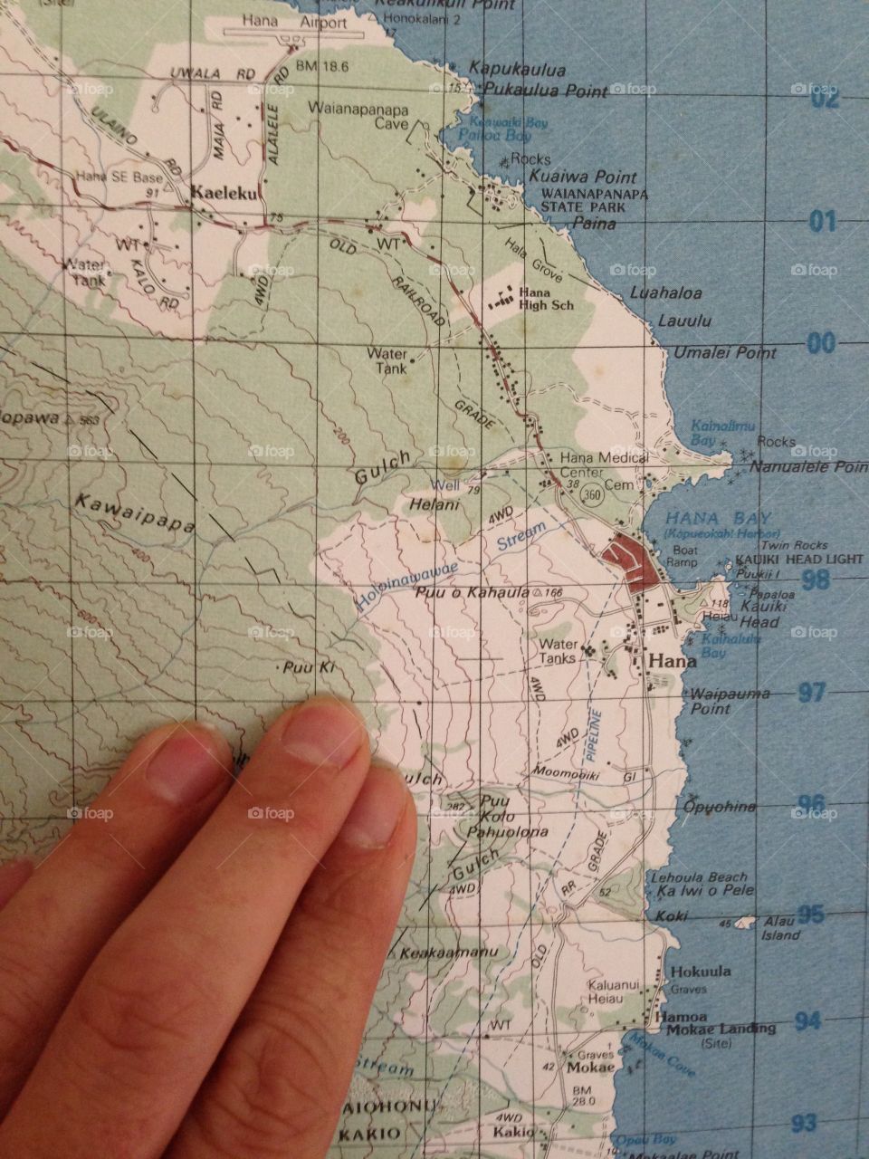 Hana maui Hawaiian map