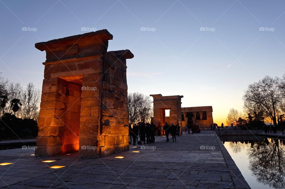 Sunset at Templo de Debod, Madrid, Spain 