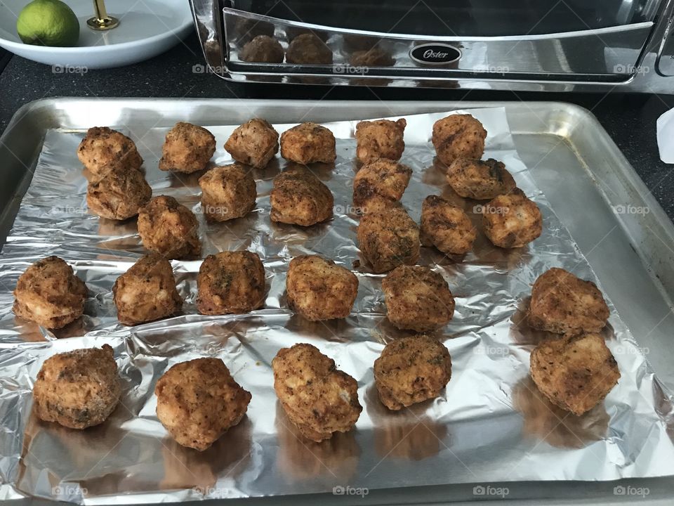 Chicken chunks for a party. 