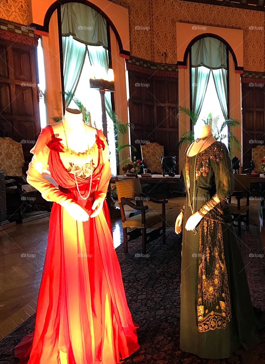 Historical gowns on mannequins