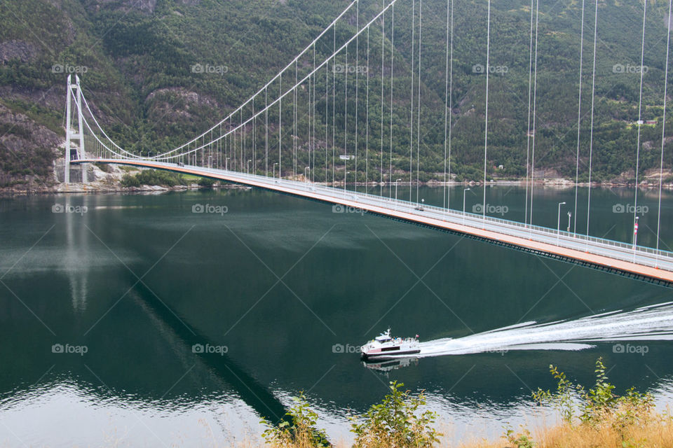 Suspension bridge across the Hardanger fjord
