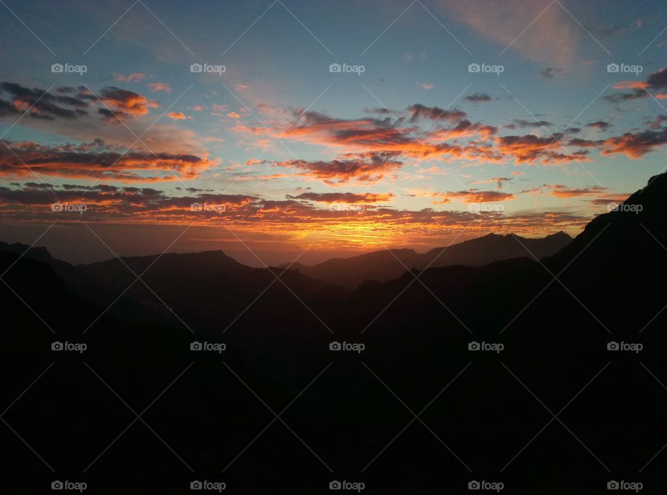 Sunset, Dawn, No Person, Mountain, Evening