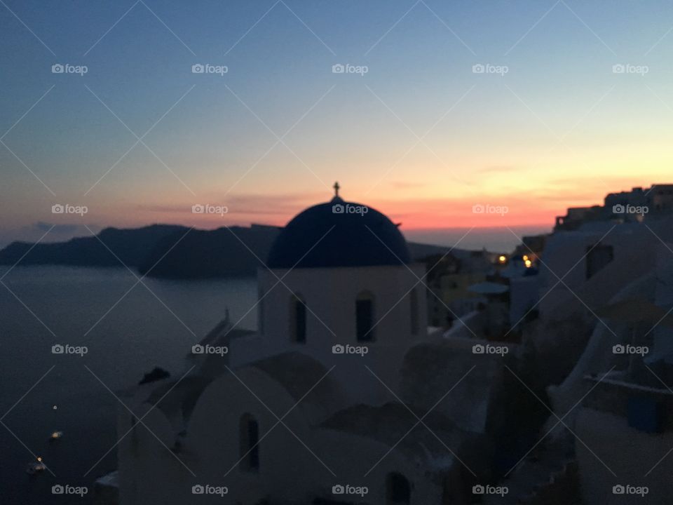 Sunset in Santorini Greece 