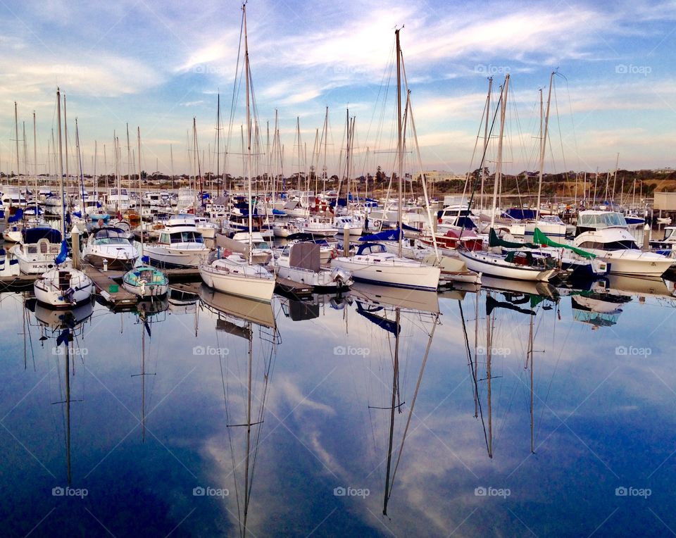 Yacht marina with beautiful reflections 