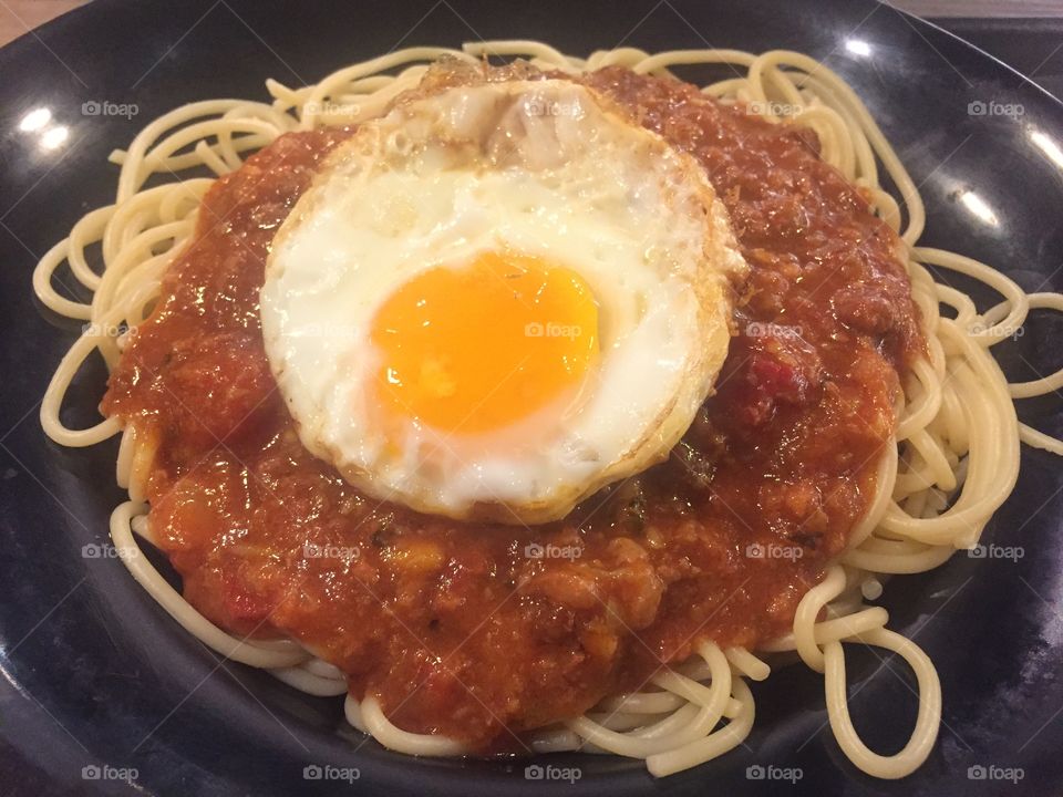Spaghetti with Fried Egg,!