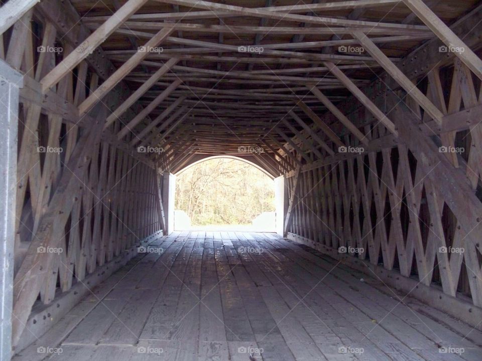 Inside covered bridge