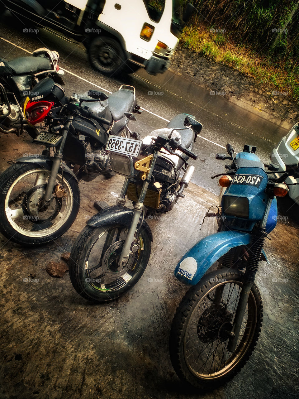 motorbikes in rainy days