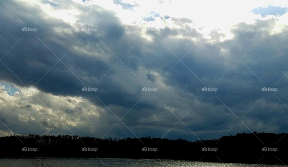 storm clouds over the lake