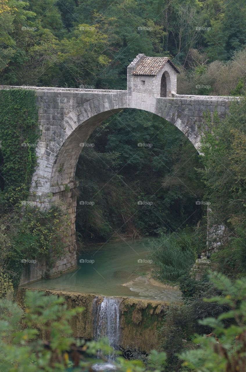 Cecco Bridge,a two-arched Roman bridge with the duty little house