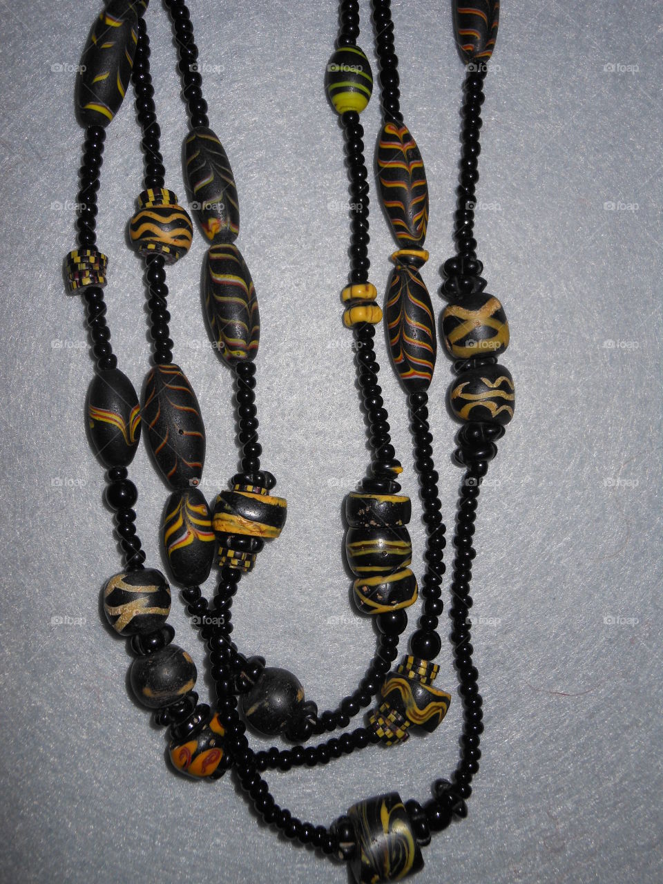 Black and yellow Venetian bead necklace 