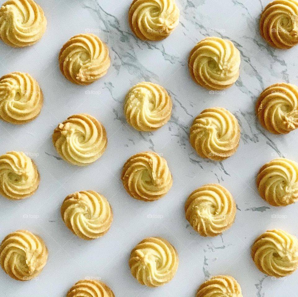 Butter cookies hot from the oven smells so good and looks so tasty 