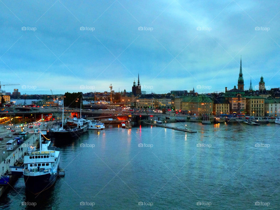 stockholm boats water night by ubb66