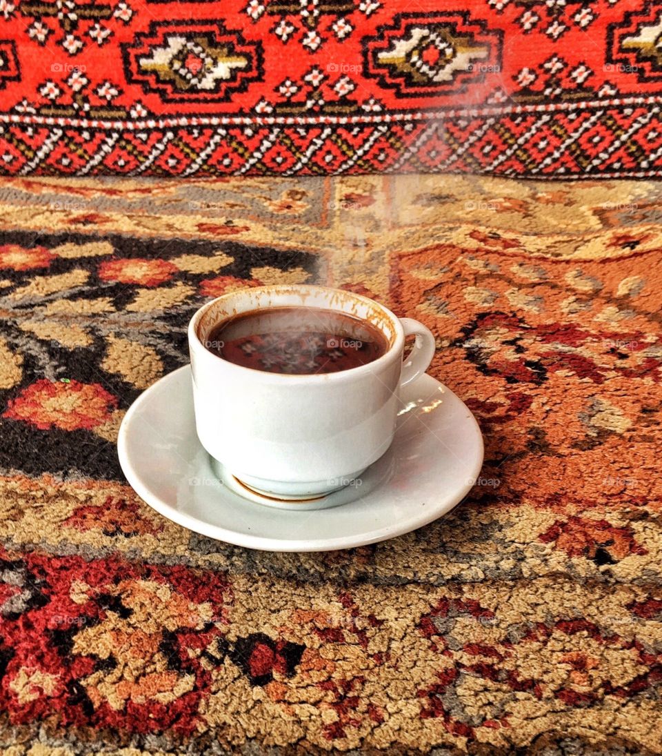 Turkish coffee on a Turkish rug