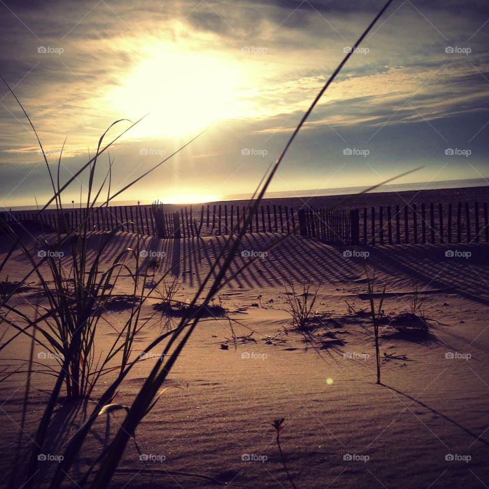 Sunrise in Sea isle . Taking a morning walk on the beach 