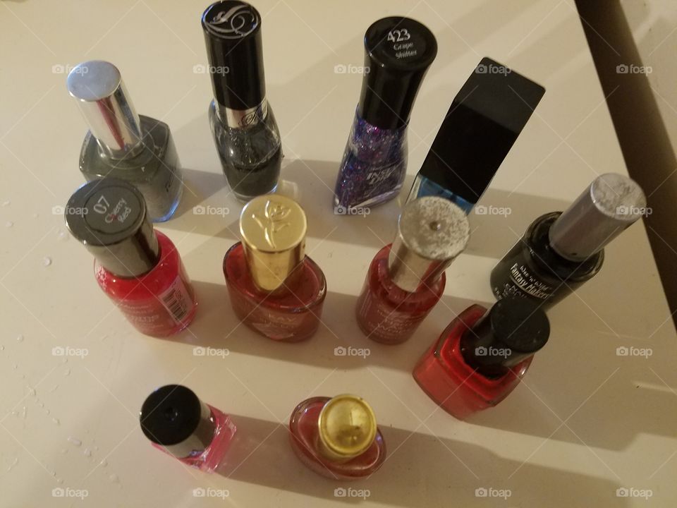 assorted nail polishes