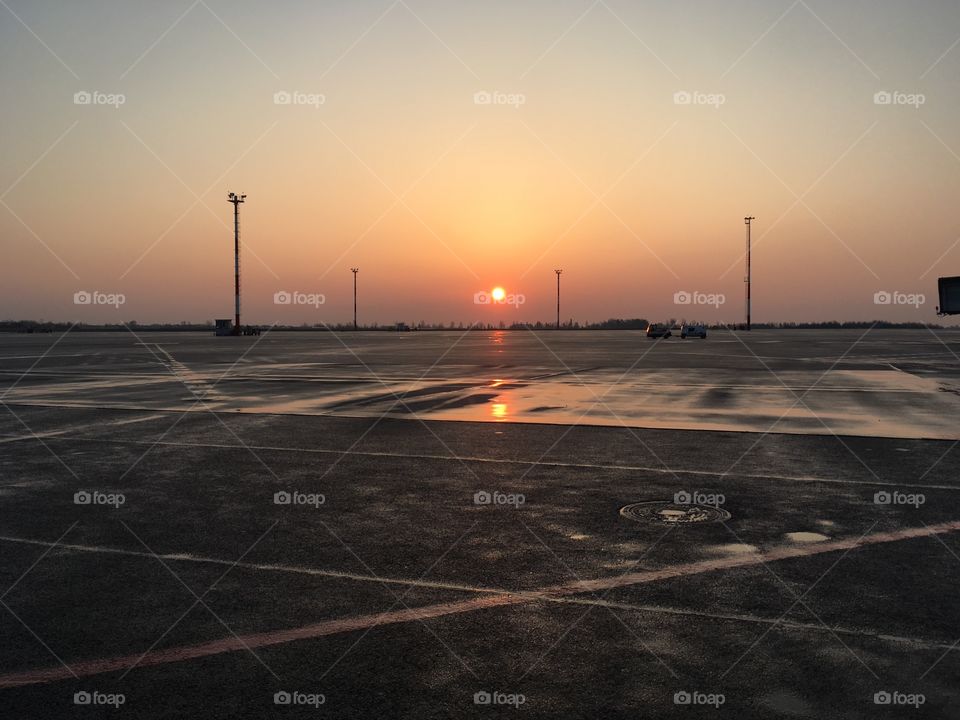 Sunrise in Vilnius airport 