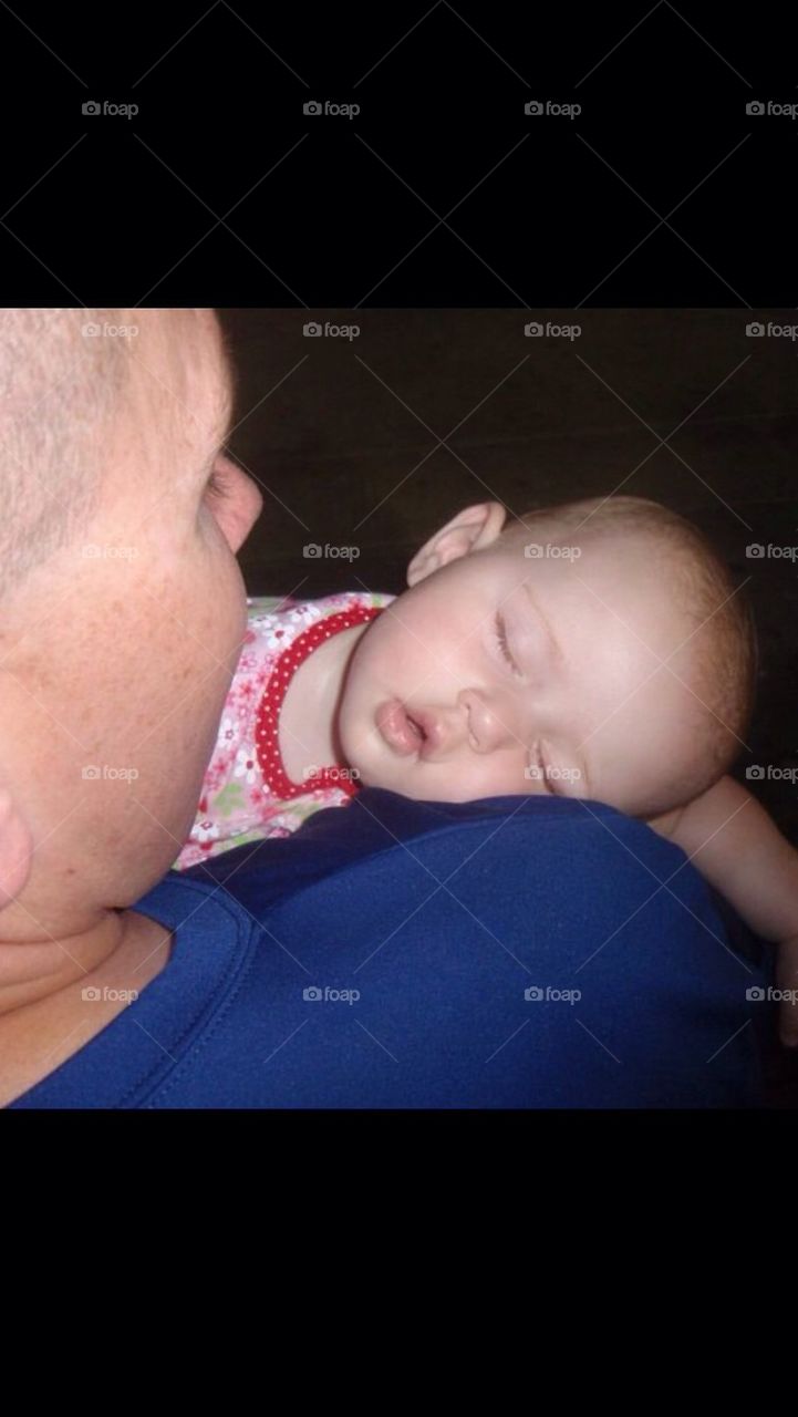 Snoozing on Daddy