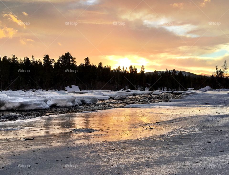 River in snowy landscape 