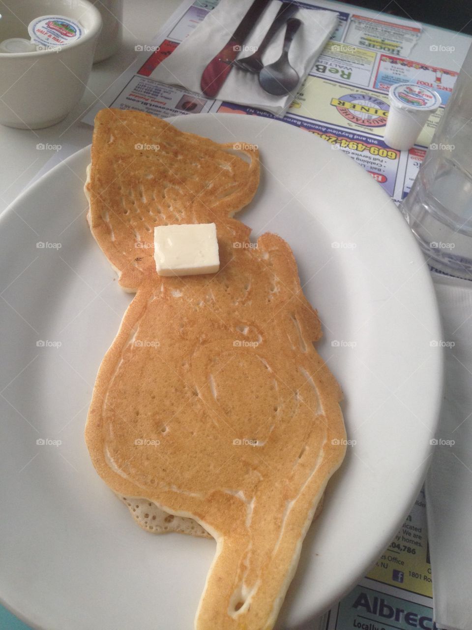 New Jersey Pancake. A pancake shaped like The state of New Jersey, from Mustache Bill's Diner. Barnegat light, NJ 