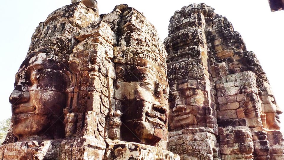 The Buddhas of Bayon temple in Cambodia