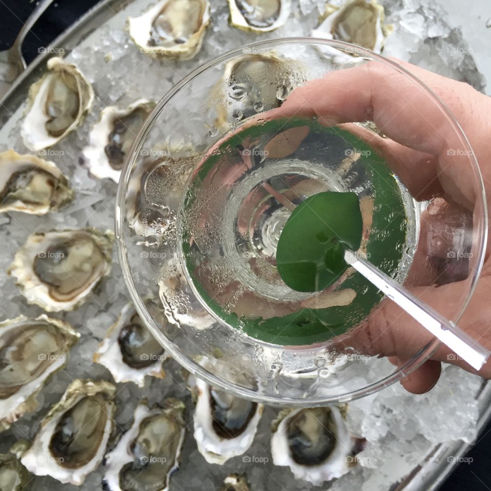 Martinis and oysters yum