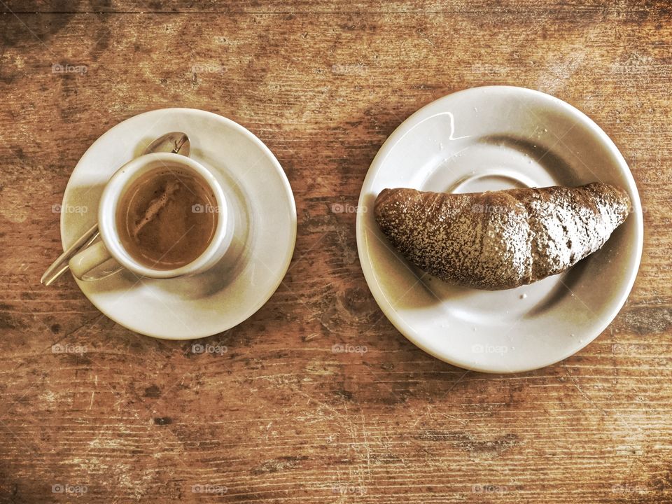 Wholewheat croissant and espresso coffee from fair market