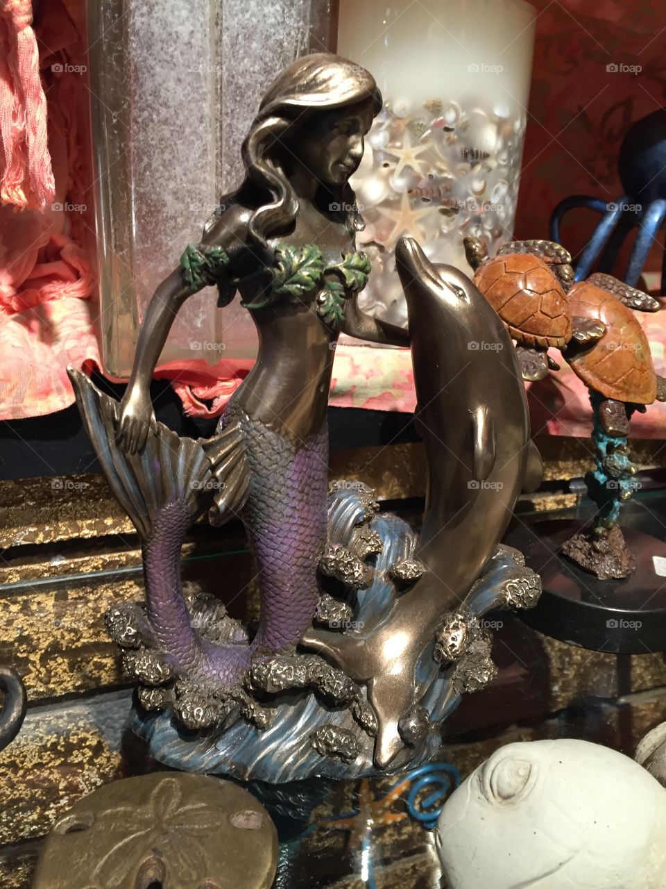 Mermaid and Dolphin statue 