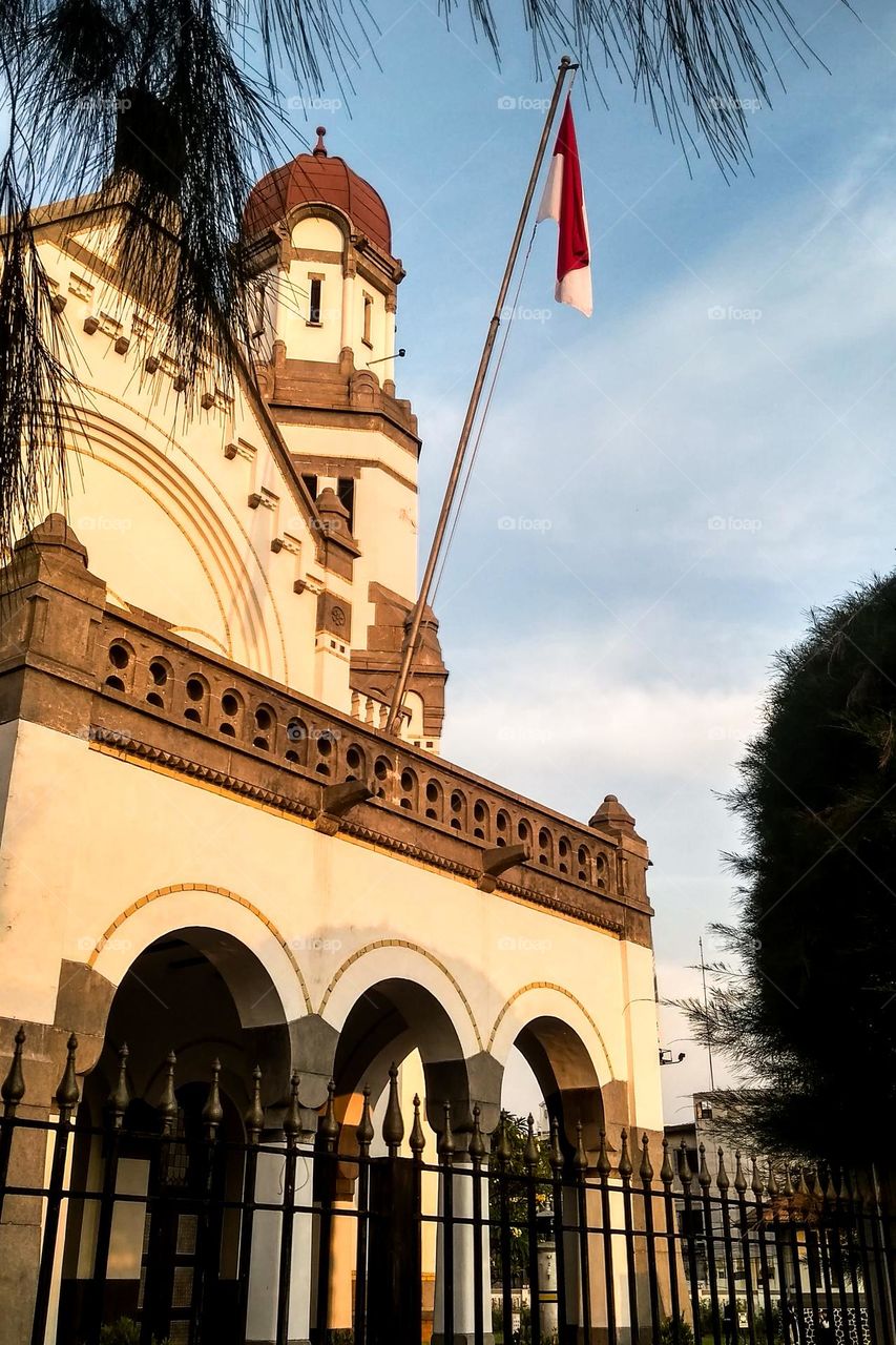 Lawang Sewu is a historic building in low angle view which is a tourist attraction for the people of Semarang, Indonesia