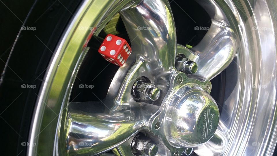 red dice valve stem cap American Racing aluminum mag wheel