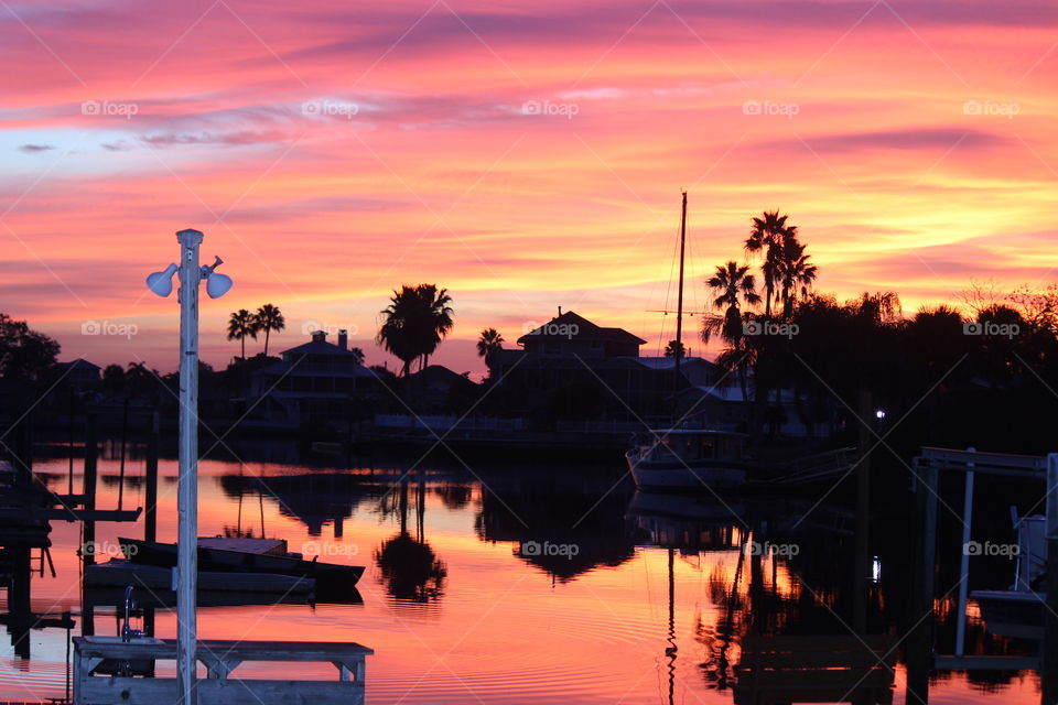 sunrise reflections at Hernando beach on the gulf of Mexico