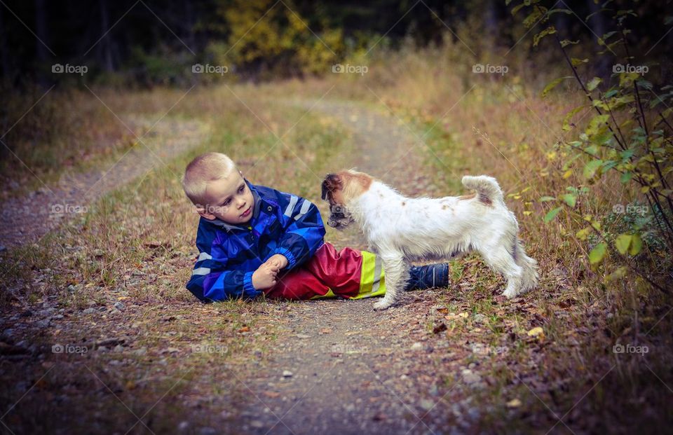 Dog and a boy