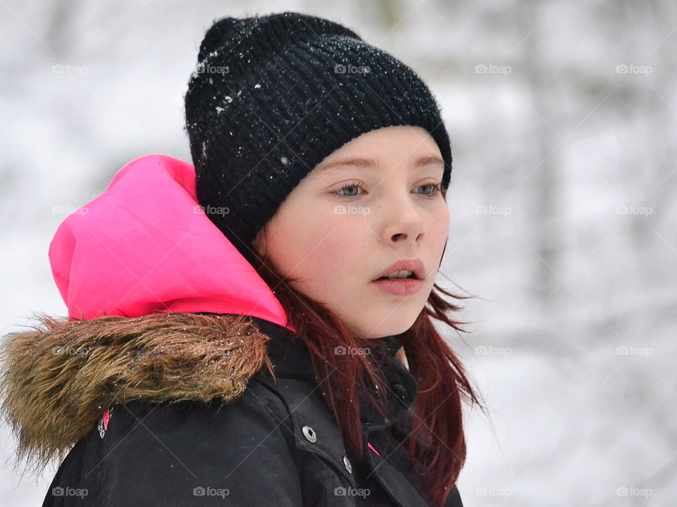 Winter portrait of a girl