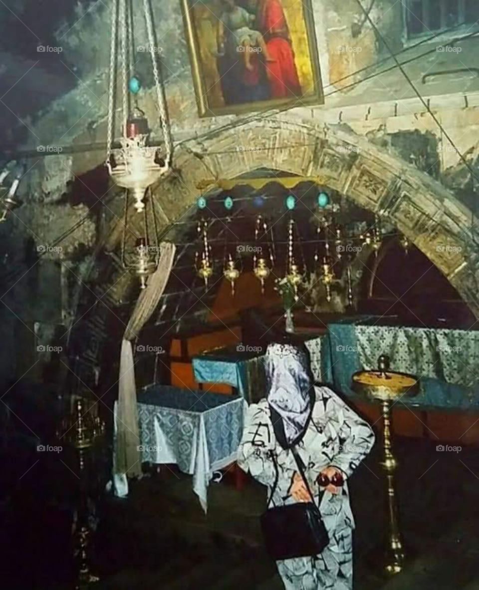Interior of historical church outside Jerusalem