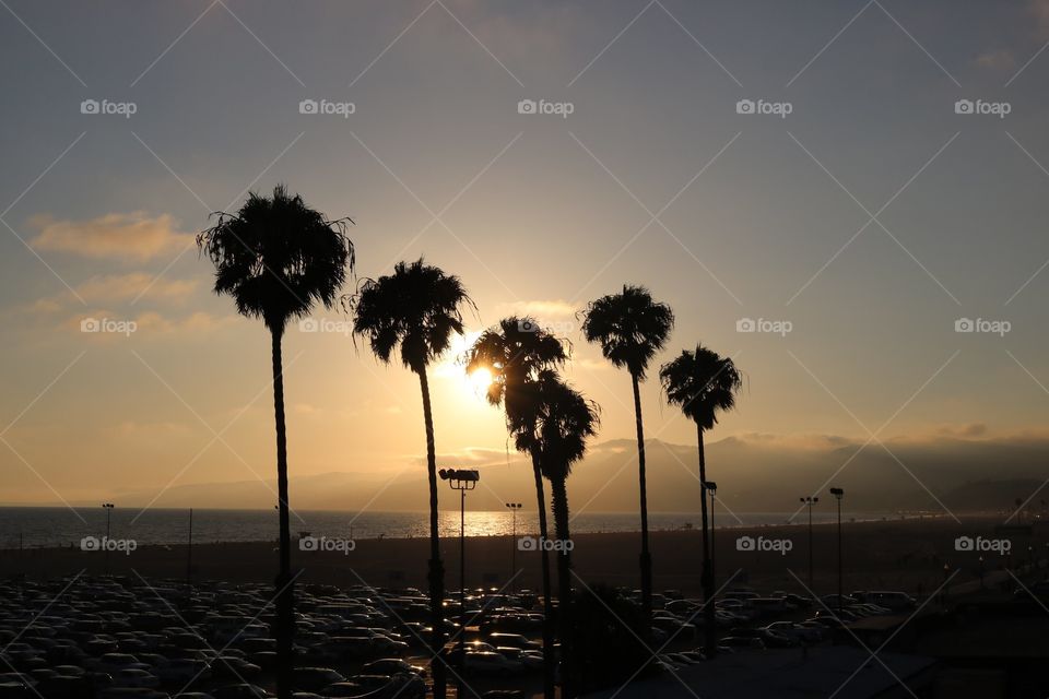 Sunset at Santa Monica pier. 