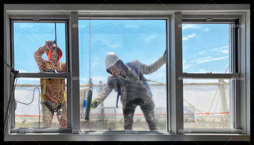 Window washers at work