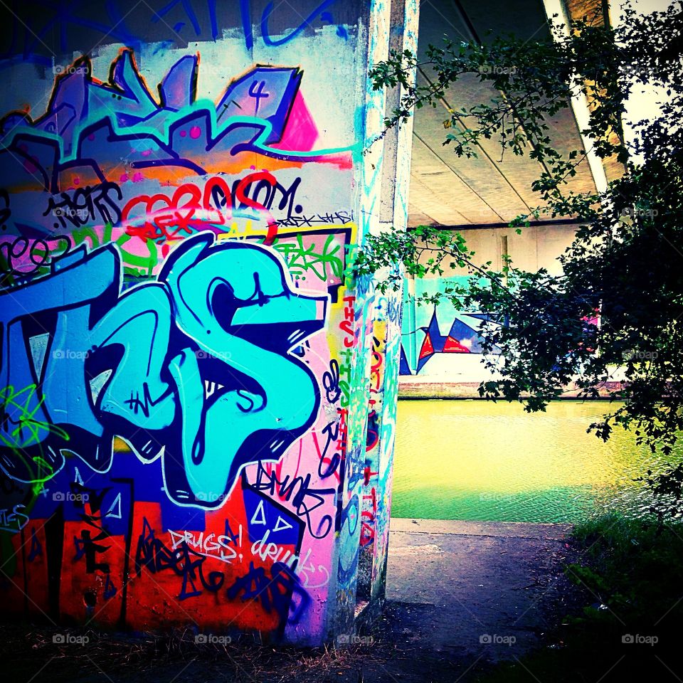 Street art along canal side