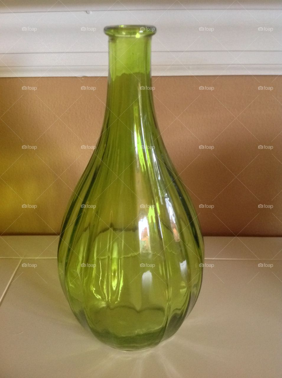 A green glass vase.