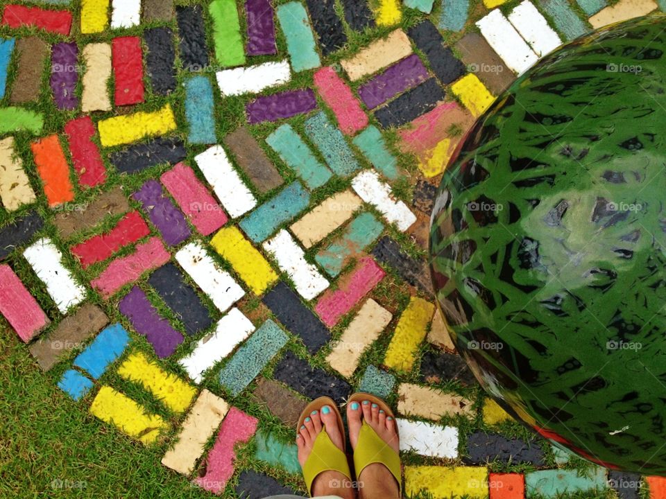 Where I stand on a colorful arts tiles 
