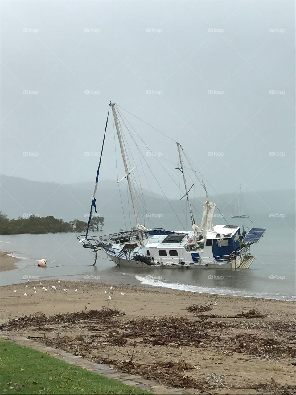 Shipwrecks; aftermath of Cyclone Debbie 3017 Queensland Australia 