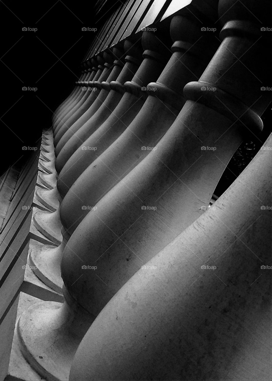 black and white abstract railing up close