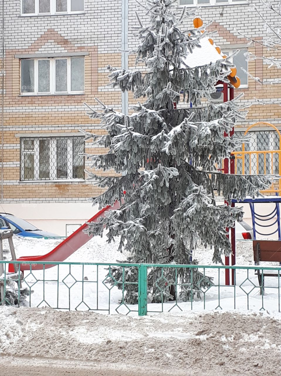 Christmas tree in a children's playground
