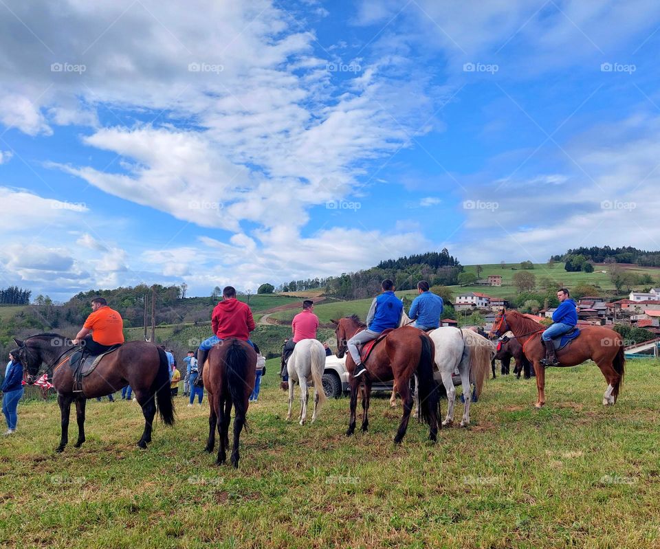 Ribbon race on horseback