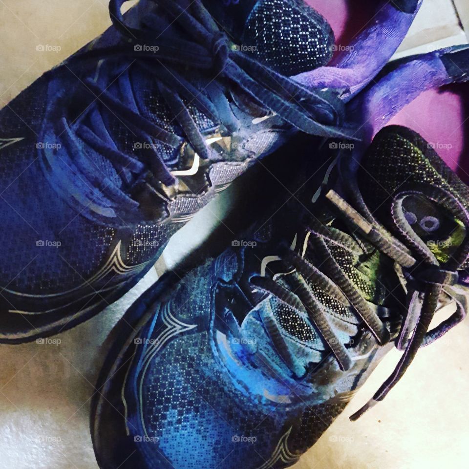 Colorfully Dirty Running Shoes