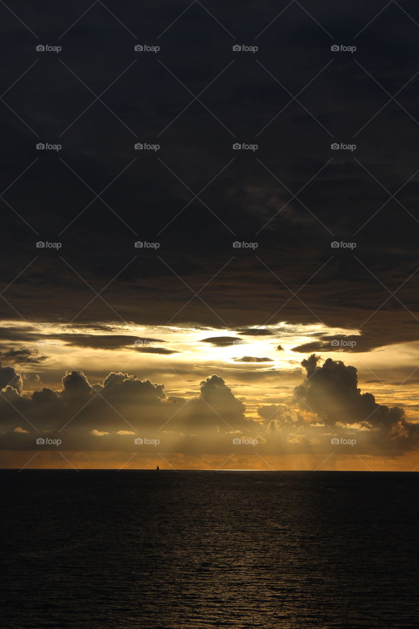 Dramatic Partially Cloudy Sunrise on the Atlantic Ocean