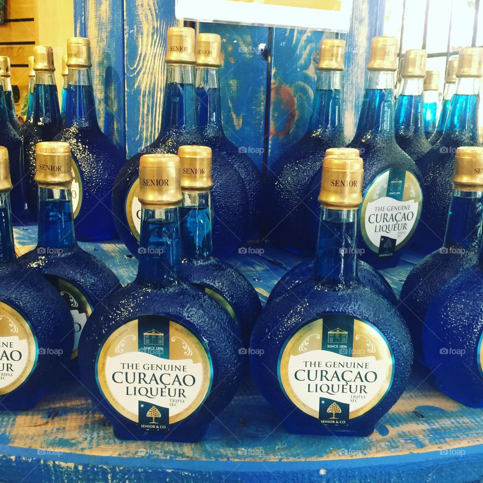 Curaçao liquor bottles 