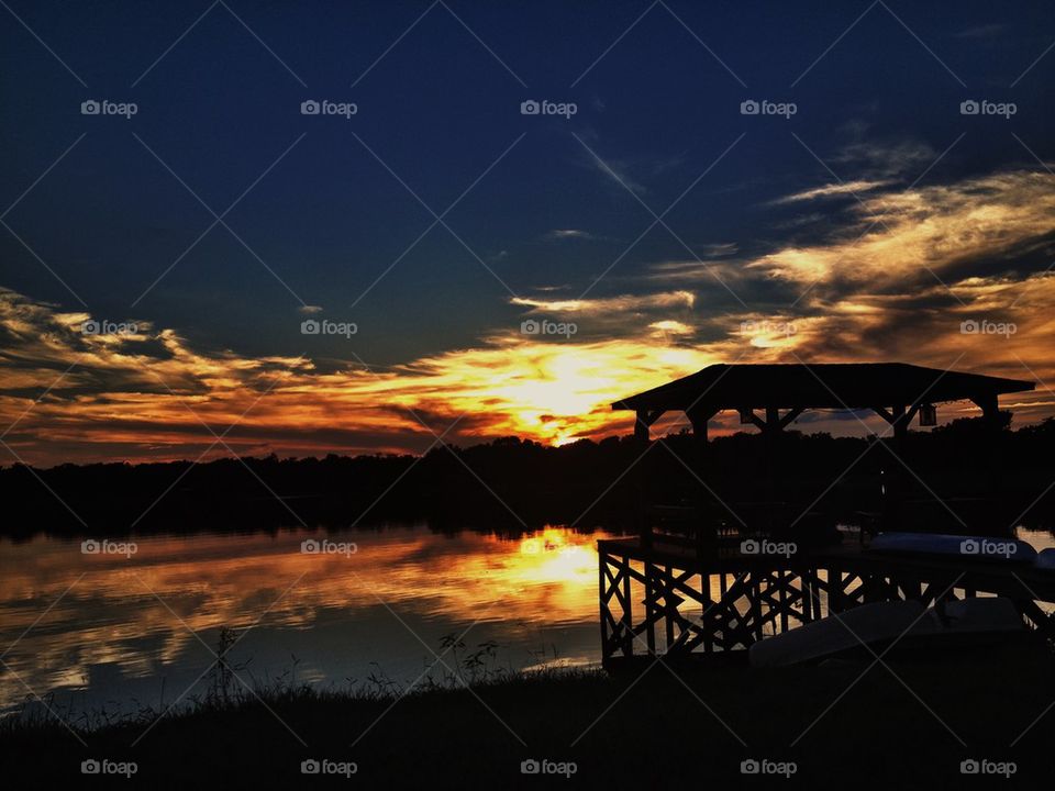 Reflection of dramatic sky on lake