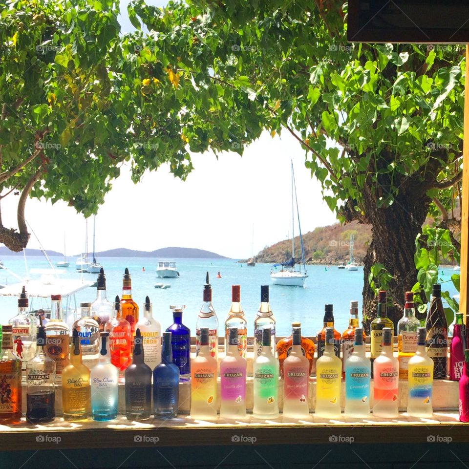 It's 5:00 Somewhere. Beautiful bar at Joe's Rum Hut in St. John USVI