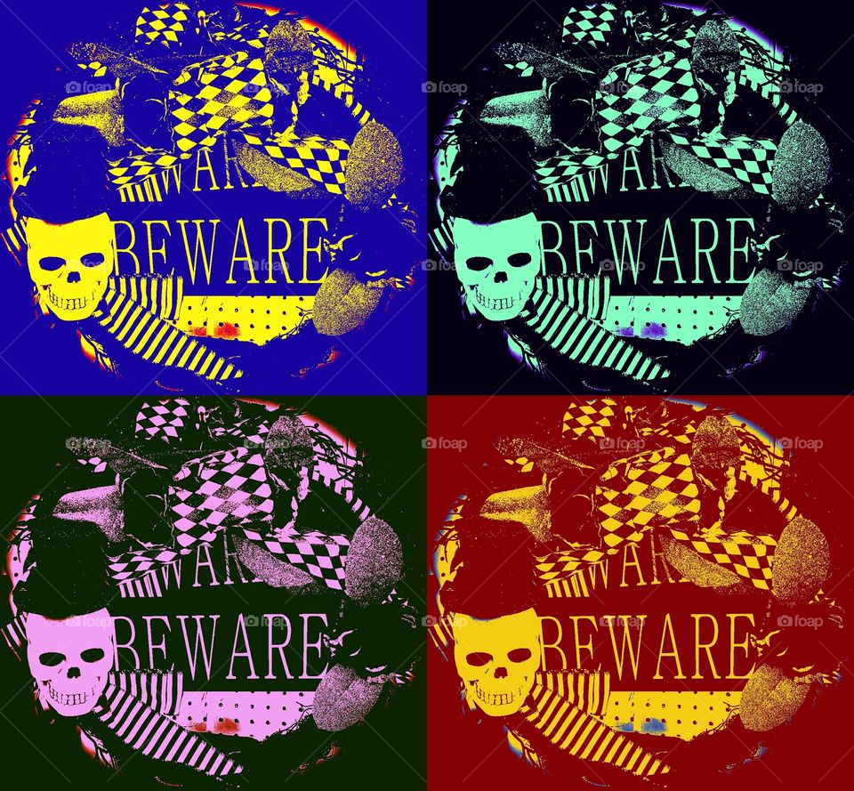 skull beware pop art