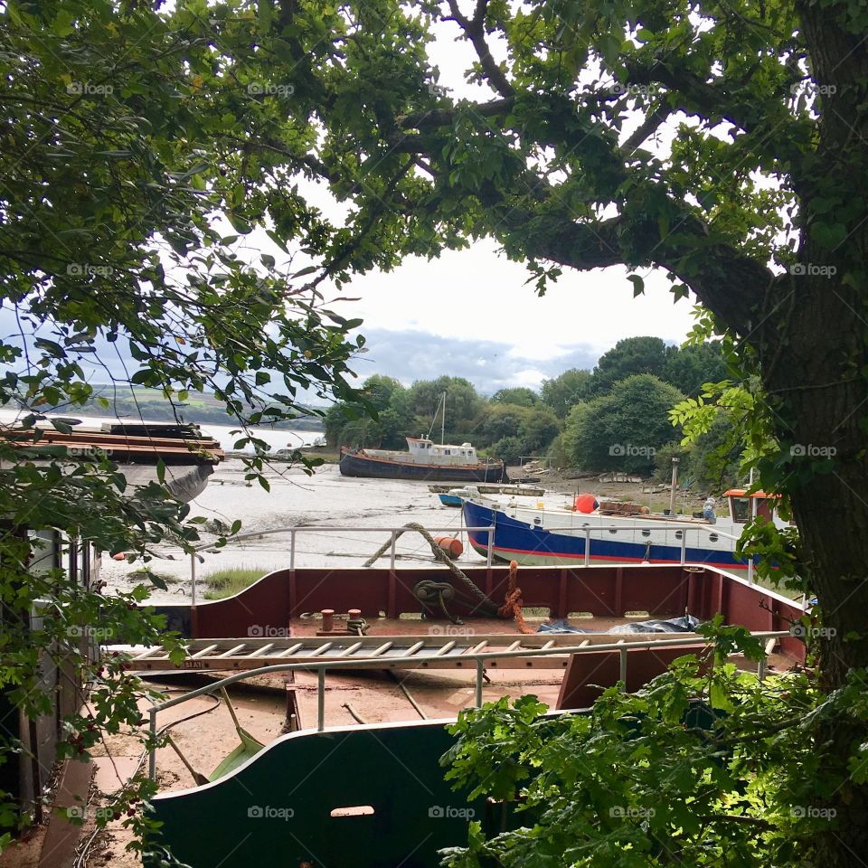 Surrounding areas of Barnstaple, North Devon. All boats on the edge of the estuary 